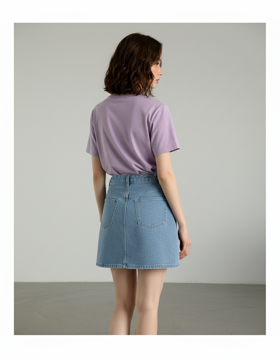 Jupe Jean Bleu Clair Mini Décontractée Vaporeuse