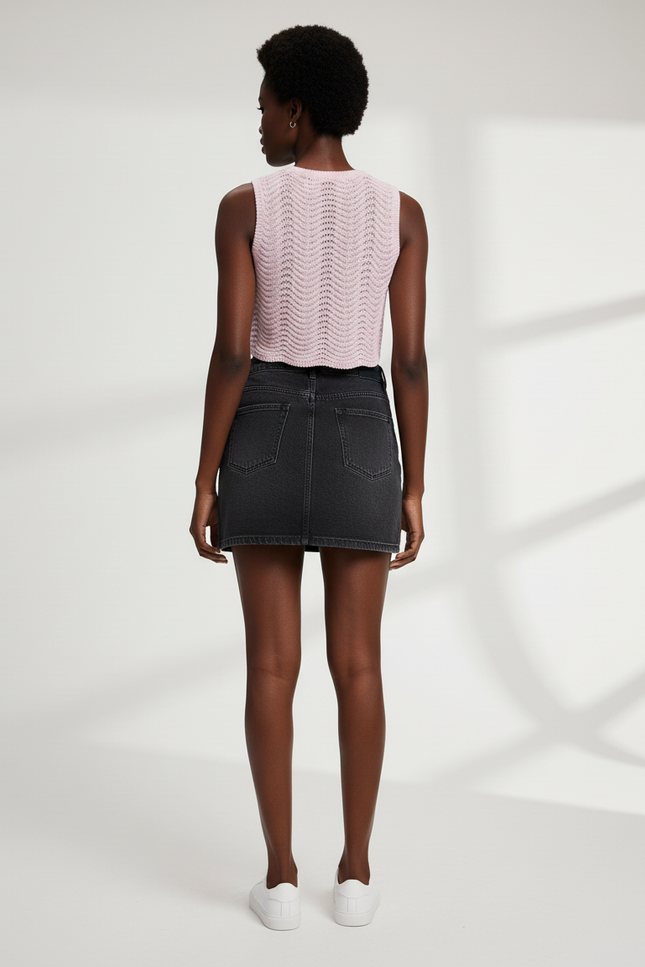 Jupe Jean Mini Gris Délavé Décontractée