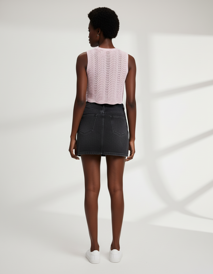 Jupe Jean Mini Gris Délavé Décontractée