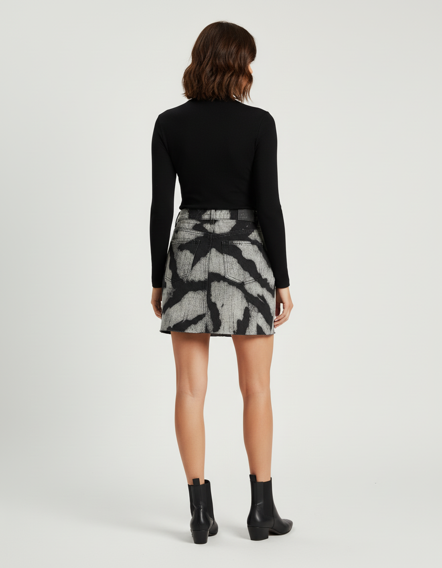 Jupe Jean Gris Délavé Mini Décontractée