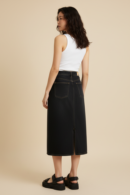 Jupe Jean Noir Taille Haute Chic