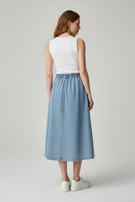 Jupe Jean Bleu Clair Évasée Décontractée