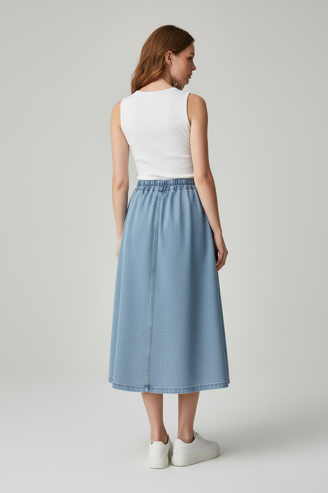 Jupe Jean Bleu Clair Évasée Décontractée
