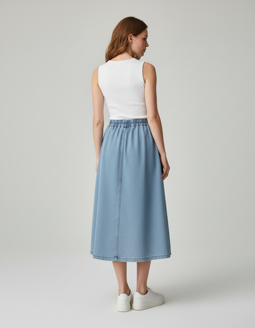 Jupe Jean Bleu Clair Évasée Décontractée