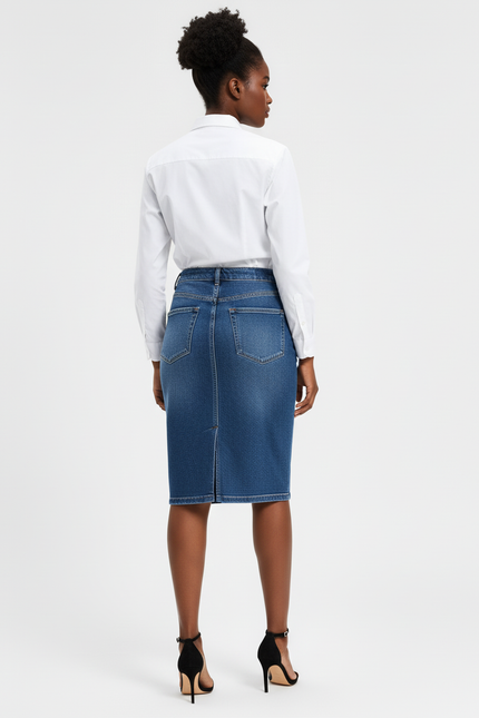 Jupe Jean Droite Mi-Longue Chic