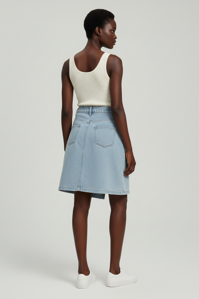 Jupe Jean Croisée Plissée Vintage