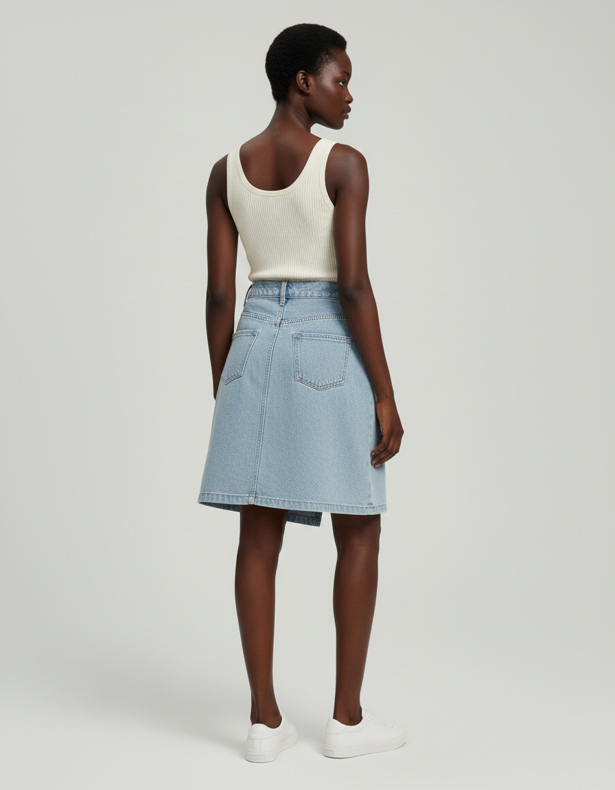 Jupe Jean Croisée Plissée Vintage