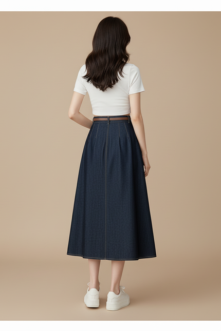 Jupe Jean Bleu Foncé Évasée Décontractée