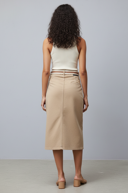 Jupe Jean Taille Haute Boutonnée Rétro