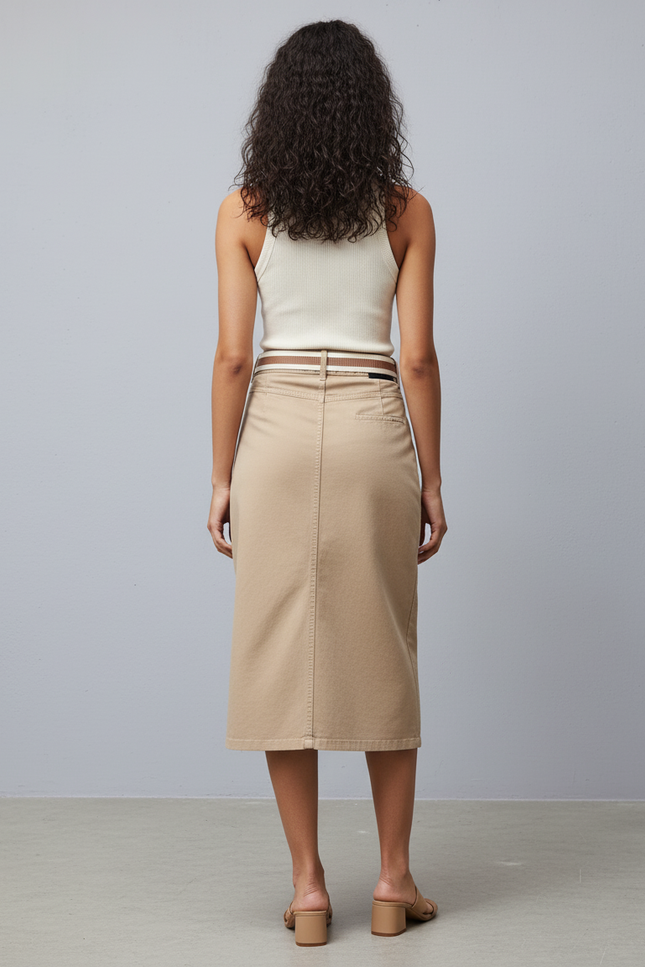 Jupe Jean Taille Haute Boutonnée Rétro