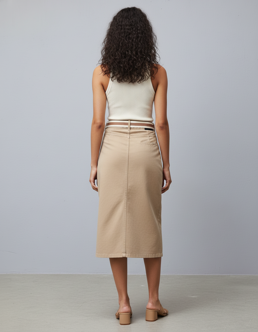 Jupe Jean Taille Haute Boutonnée Rétro