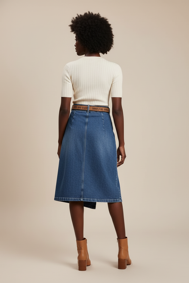 Jupe Jean Taille Haute Asymétrique Chic