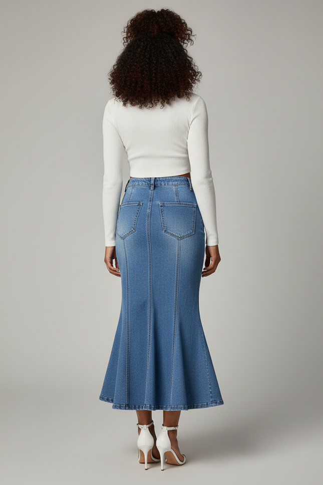 Jupe Jean Bleue Coupe Sirène Chic