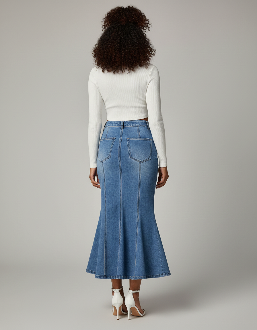 Jupe Jean Bleue Coupe Sirène Chic