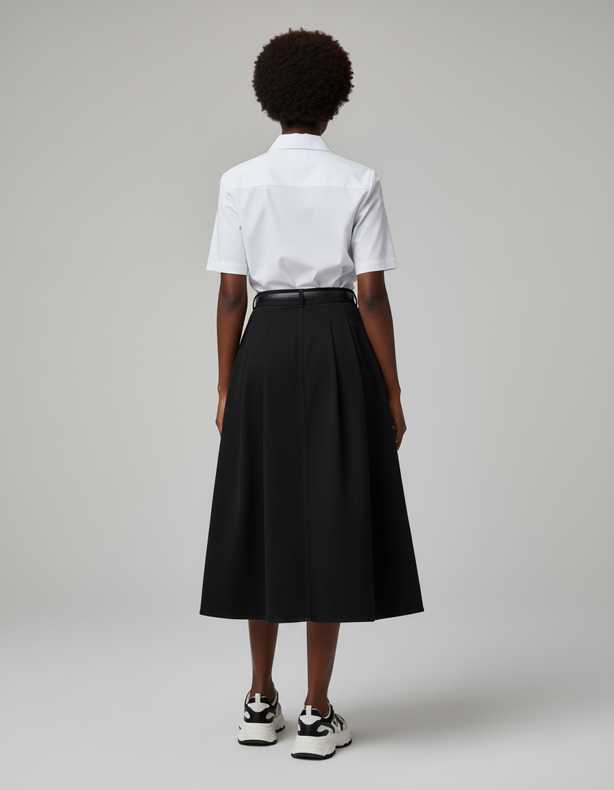 Jupe Jean Noire Plissée Chic