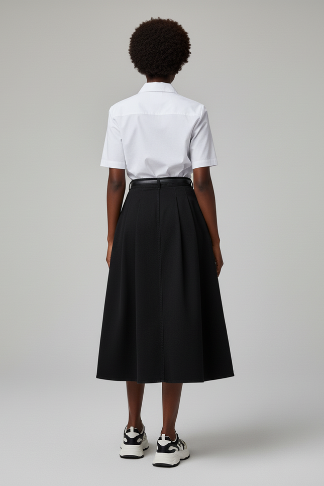 Jupe Jean Noire Plissée Chic