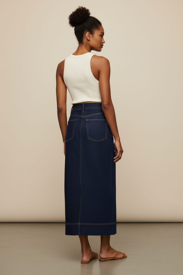 Jupe Longue En Jean Fente Arrière