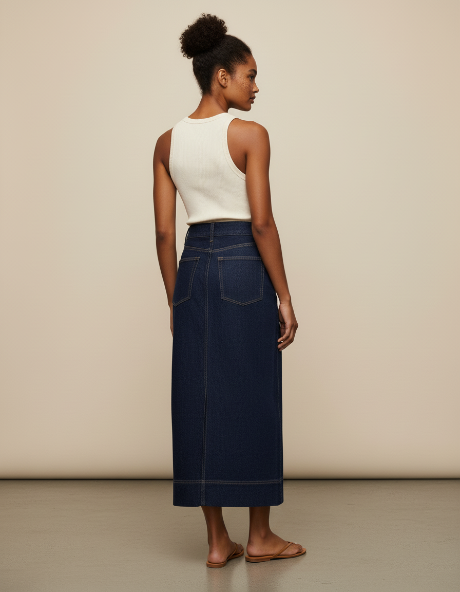 Jupe Longue En Jean Fente Arrière