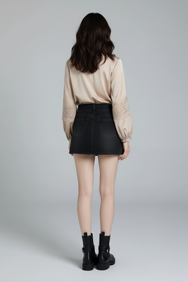 Jupe En Jean Noir Sans Fente