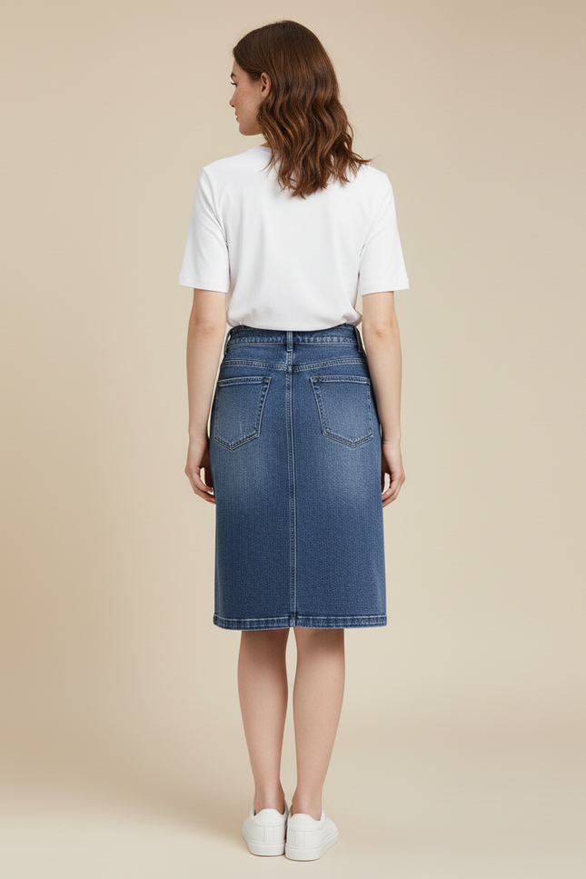 Jupe En Jean Crayon Taille Haute
