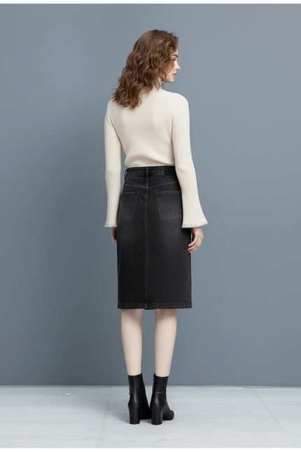 Jupe Crayon Taille Haute En Jean