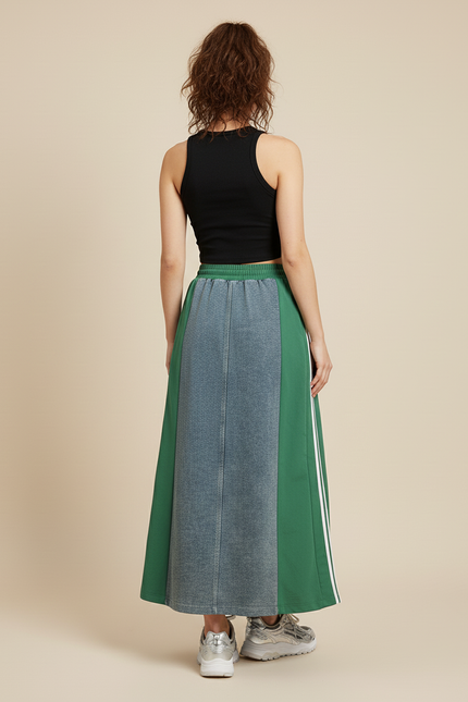 Jupe Jean Patchwork Longue Décontractée