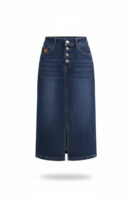 Jupe Jean Taille Haute Fendue Chic