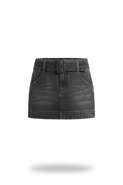 Jupe Jean Gris Délavé Mini Décontractée
