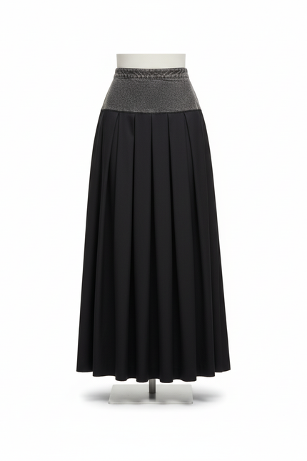 Jupe Jean Patchwork Plissée Chic