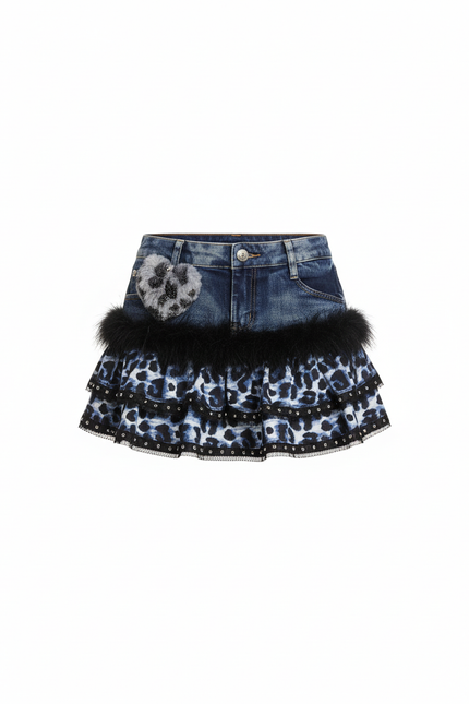 Jupe Short En Jean Leopard