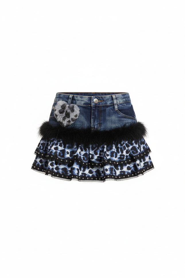 Jupe Short En Jean Leopard