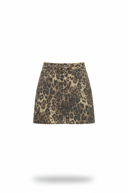 Jupe Jean Léopard Mini Chic Tendance