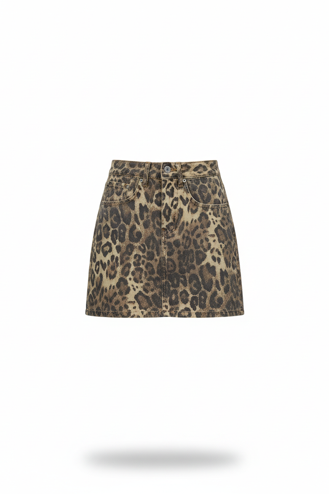 Jupe Jean Léopard Mini Chic Tendance