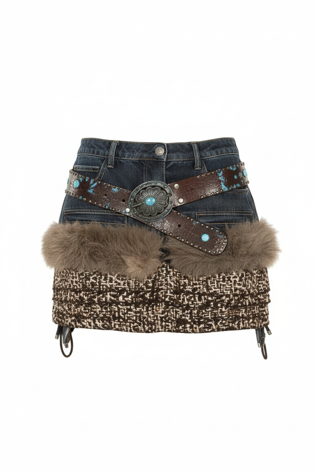 Jupe En Jean Zippée Devant