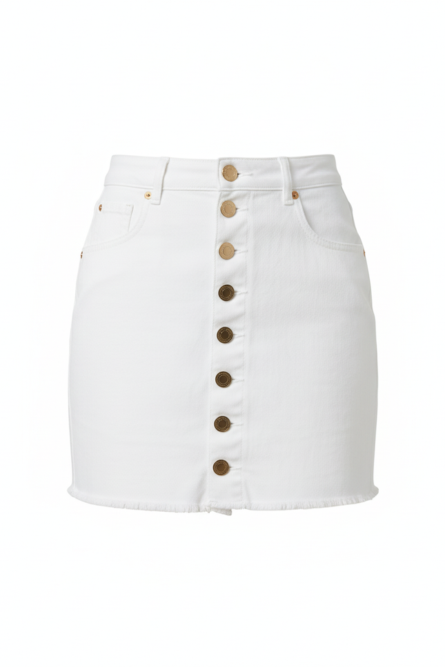 Jupe Courte En Jean Boutonnée Devant
