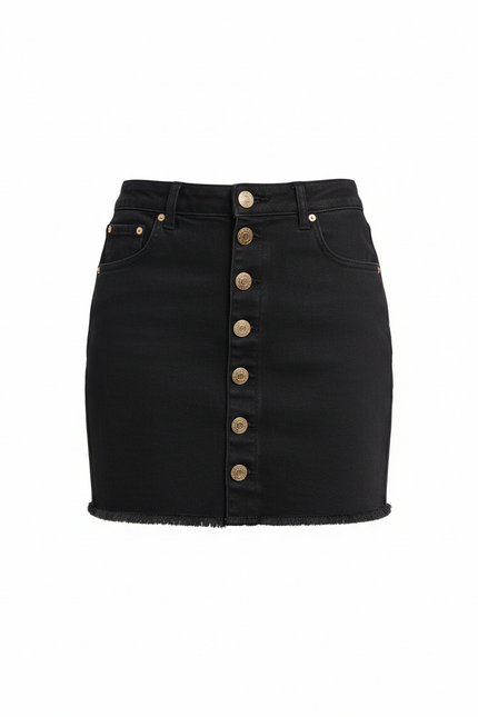 Jupe Jean Noire Boutonnée Chic