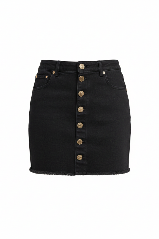Jupe Jean Noire Boutonnée Chic