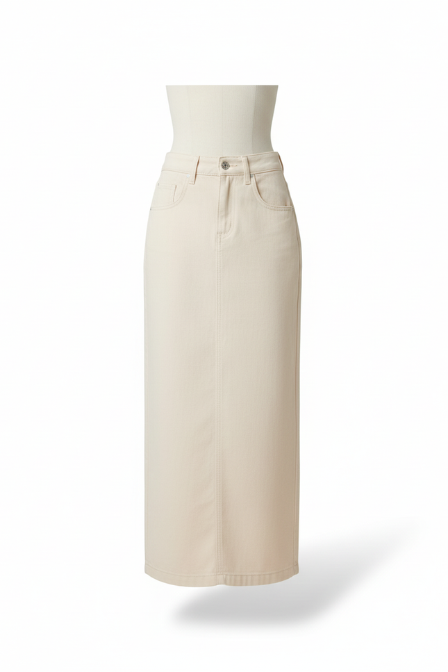 Jupe En Jean Longue Beige