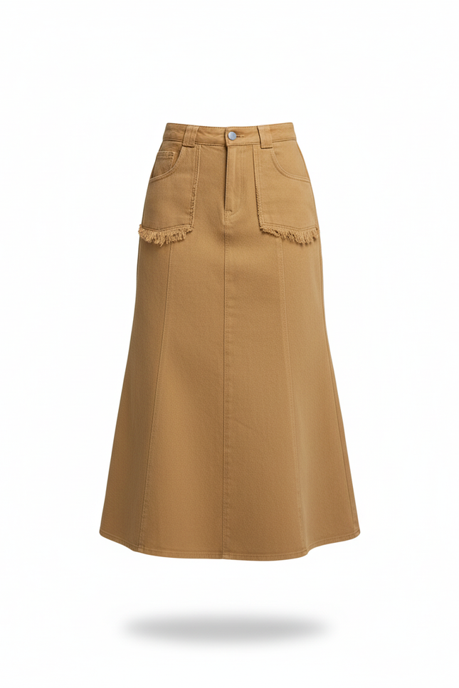 Jupe Jean Sirène Poches Effilochées Décontractée