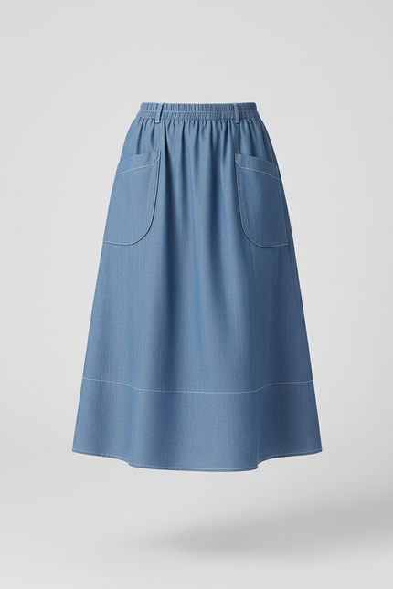 Jupe Jean Taille Haute Fluide Décontractée