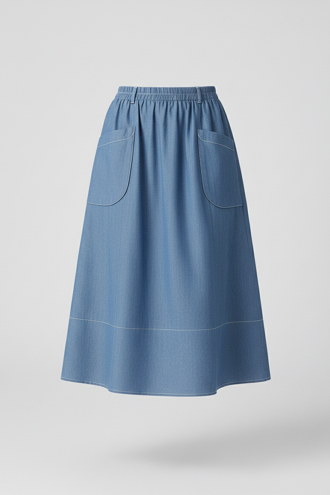 Jupe Jean Taille Haute Fluide Décontractée