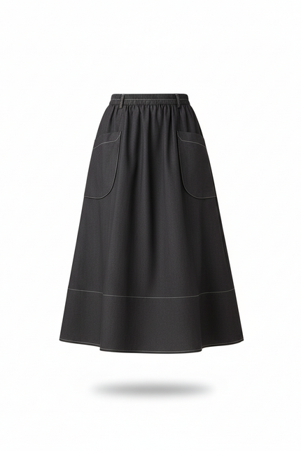 Jupe Jean Gris Foncé Évasée Chic