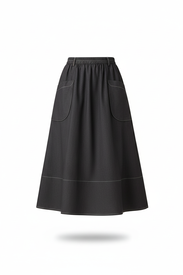 Jupe Jean Gris Foncé Évasée Chic