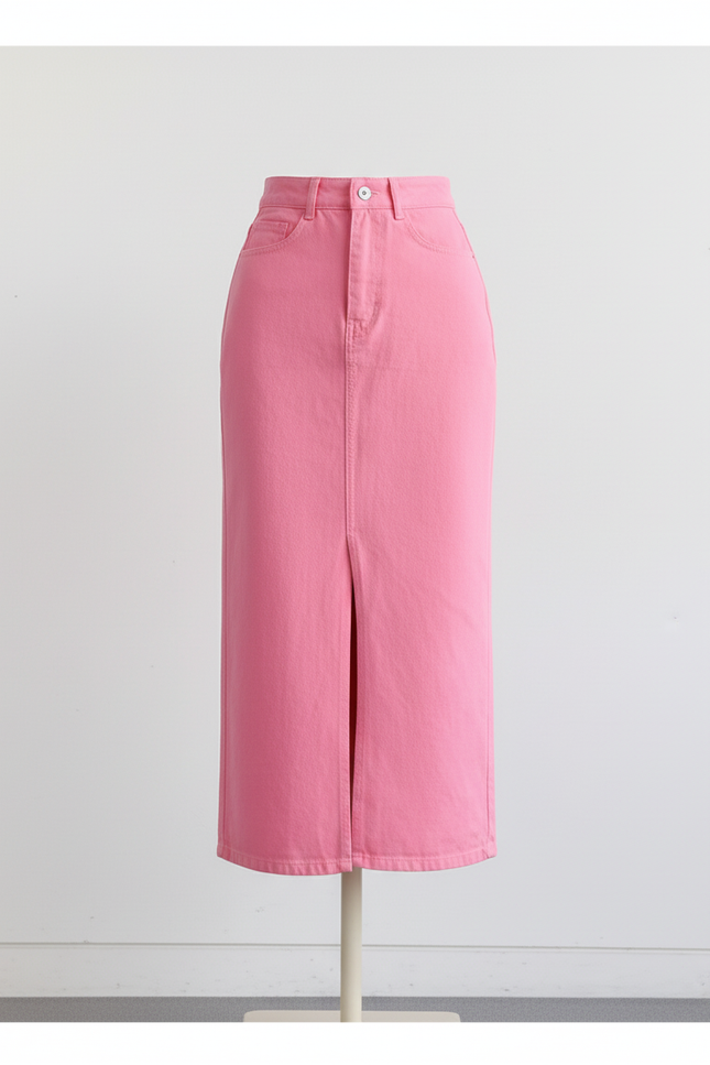 Jupe Jean Rose Fendue Chic