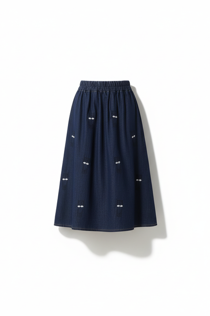 Jupe En Jean Trapèze Mi-Longue