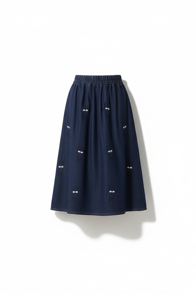 Jupe En Jean Trapèze Mi-Longue