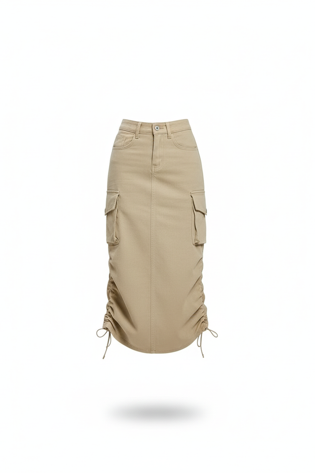 Jupe Jean Beige Cargo Décontractée Moderne