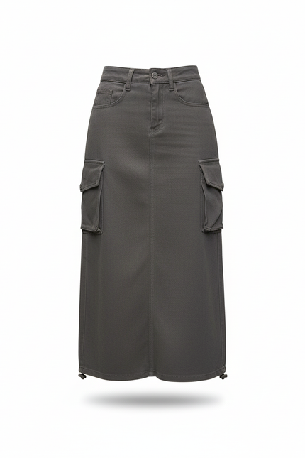 Jupe Jean Cargo Grise Décontractée