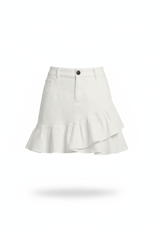 Jupe Jean Blanche Volants Décontractée