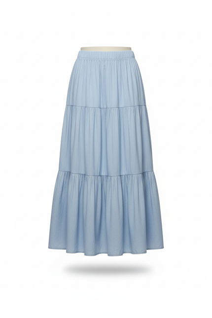 Jupe Jean Bleu Clair Étagée Fluide